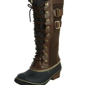 Sorel Joan of Arctic Wedge Leather Suede Lace Up Winter Snow Boots